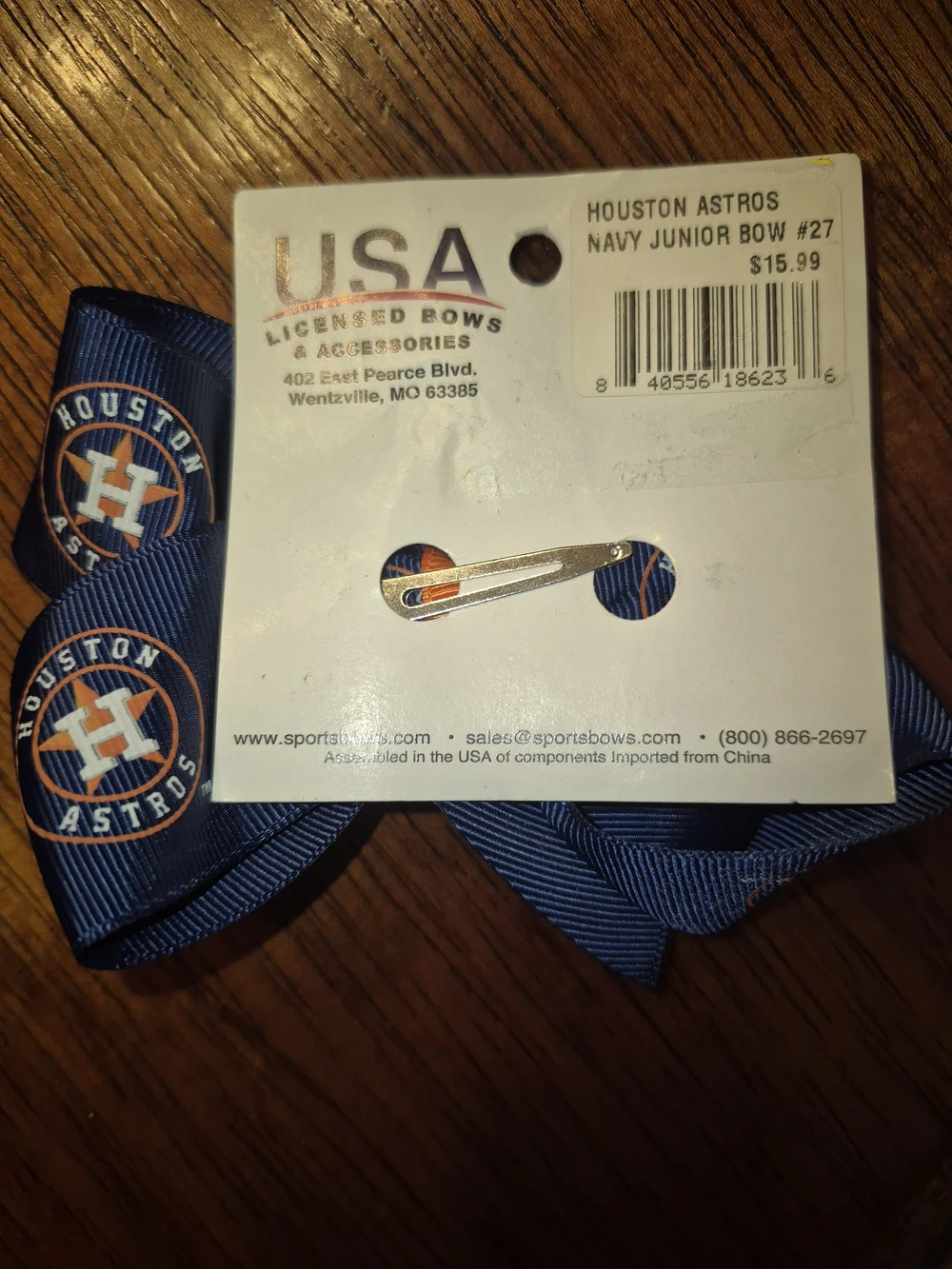MLB Houston Astros Navy and Orange Team Hair Bow